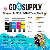 Compatible Dell BCMY Combo Set 1250/810WH/C5GC3/XMX5D/WM2JC Toner Cartridge Replacement for Dell 331-0778/ 331-0777/ 331-0780/ 331-0779 Used for 1250c 1350cnw 1355cn 1355cnw C1760nw C1765nf Printer