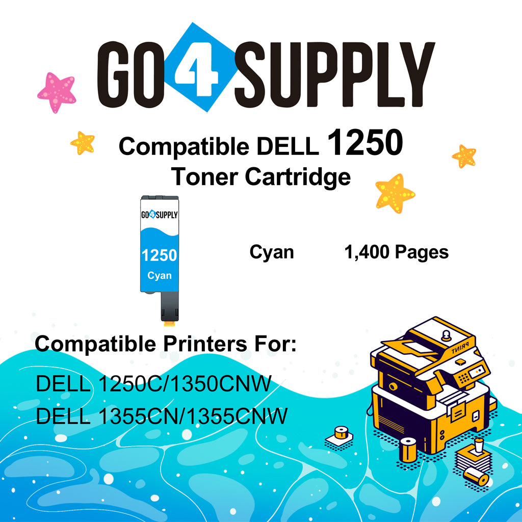 Compatible Cyan Dell 1250/C5GC3 Toner Cartridge Replacement for Dell 331-0777 Used for 1250c 1350cnw 1355cn 1355cnw C1760nw C1765nf Printer