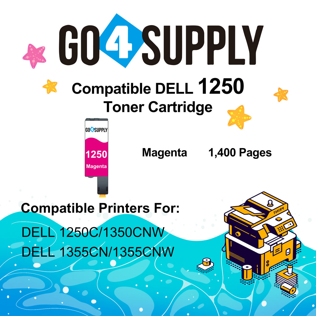 Compatible Magenta Dell 1250/XMX5D Toner Cartridge Replacement for Dell 331-0780 Used for 1250c 1350cnw 1355cn 1355cnw C1760nw C1765nf Printer