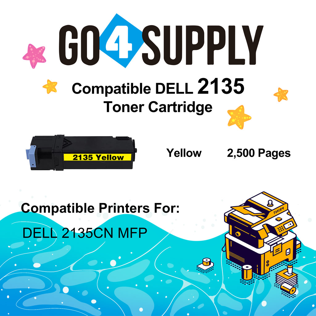 Compatible Dell 2135 330-1391 Yellow Toner Cartridge Replacement for 2135 2130 Printer