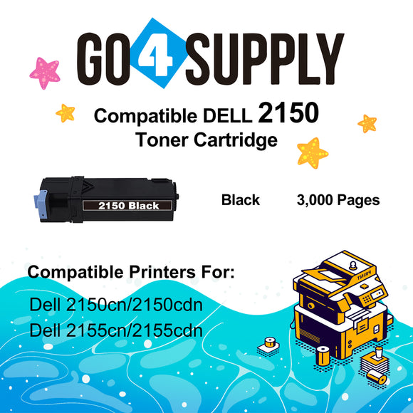 Compatible Dell 2150 Black 331-0719 Toner Cartridge Replacement for 2150cn 2150cdn 2155cn 2155cdn 2155 Printer