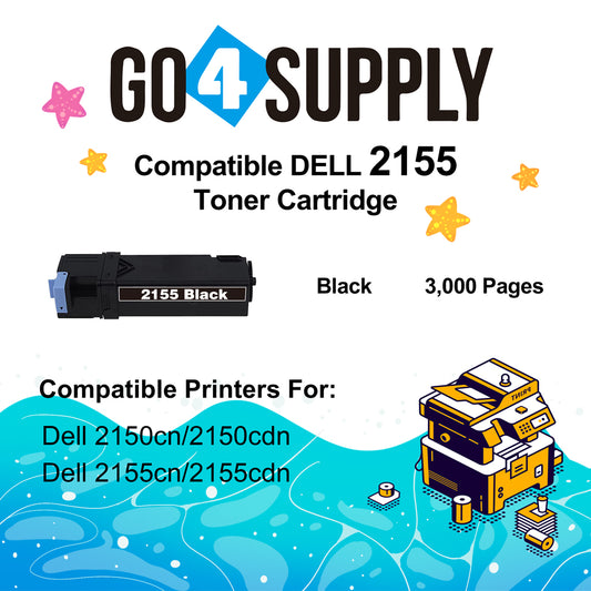 Compatible Dell 2155 Black Toner Cartridge Replacement for 2150cn 2150cdn 2155cn 2155cdn Printer