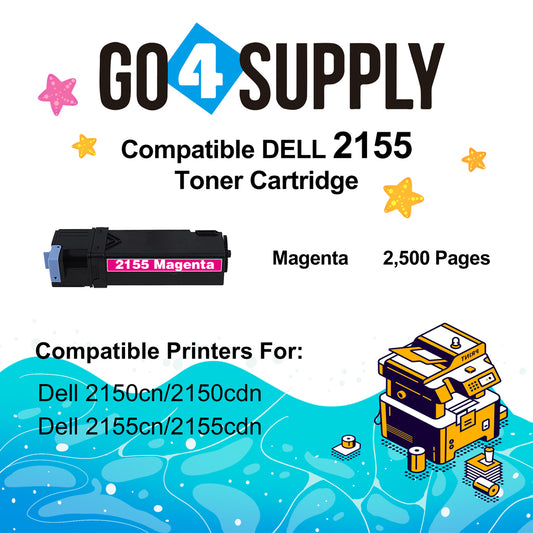 Compatible Dell 2155 Magenta Toner Cartridge Replacement for 2150cn 2150cdn 2155cn 2155cdn Printer