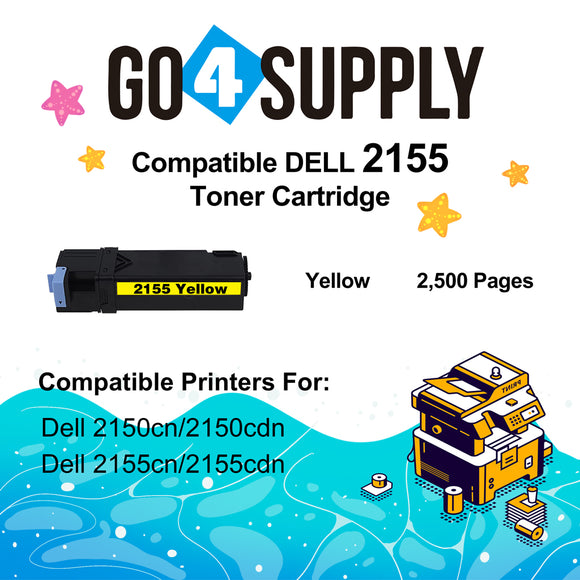 Compatible Dell 2155 Yellow Toner Cartridge Replacement for 2150cn 2150cdn 2155cn 2155cdn Printer
