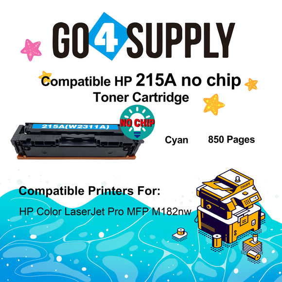 Compatible HP Cyan CF215A W2311A (NO CHIP) Toner Cartridge Used for HP Color LaserJet Pro MFP M183fw/182n/M182nw; Pro M155a/155nw