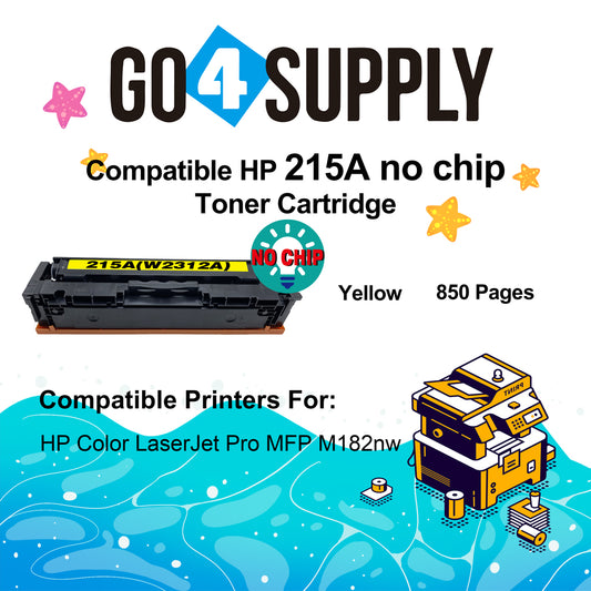 Compatible HP Yellow CF215A W2312A (NO CHIP) Toner Cartridge Used for HP Color LaserJet Pro MFP M183fw/182n/M182nw; Pro M155a/155nw