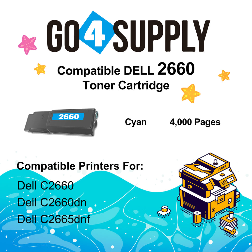 Compatible Dell 2660 Cyan 593-BBBT TW3NN Toner Cartridge Replacement for C2660dn C2665dnf Printer