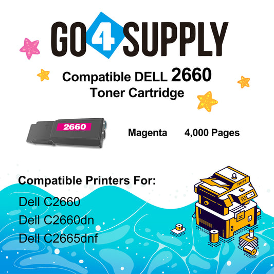 Compatible Dell 2660 Magenta 593-BBBS V4TG6 Toner Cartridge Replacement for C2660dn C2665dnf Printer