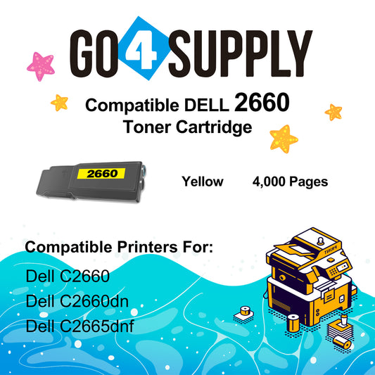 Compatible Dell 2660 Yellow 593-BBBR 2K1VC Toner Cartridge Replacement for C2660dn C2665dnf Printer