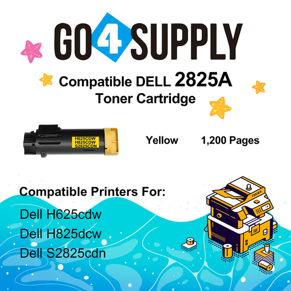 Compatible (2,500 Yield) Dell 2825 593-BBOZ 3P7C4 Yellow Toner Cartridge Replacement for H625cdw H825cdw S2825cdn Printer
