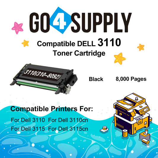 Compatible Black Dell 3110 Toner Cartridge Replacement for 310-8092 Used for Dell 3110cn, 3115cn, 3110, 3115 Print