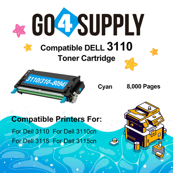 Compatible Cyan Dell 3110 Toner Cartridge Replacement for 310-8094 Used for Dell 3110cn, 3115cn, 3110, 3115 Print