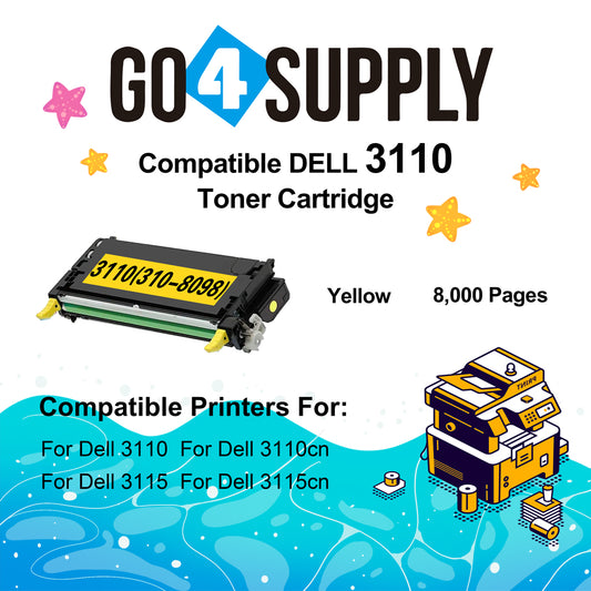 Compatible Yellow Dell 3110 Toner Cartridge Replacement for 310-8098 Used for Dell 3110cn, 3115cn, 3110, 3115 Print