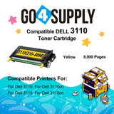 Compatible Yellow Dell 3110 Toner Cartridge Replacement for 310-8098 Used for Dell 3110cn, 3115cn, 3110, 3115 Print
