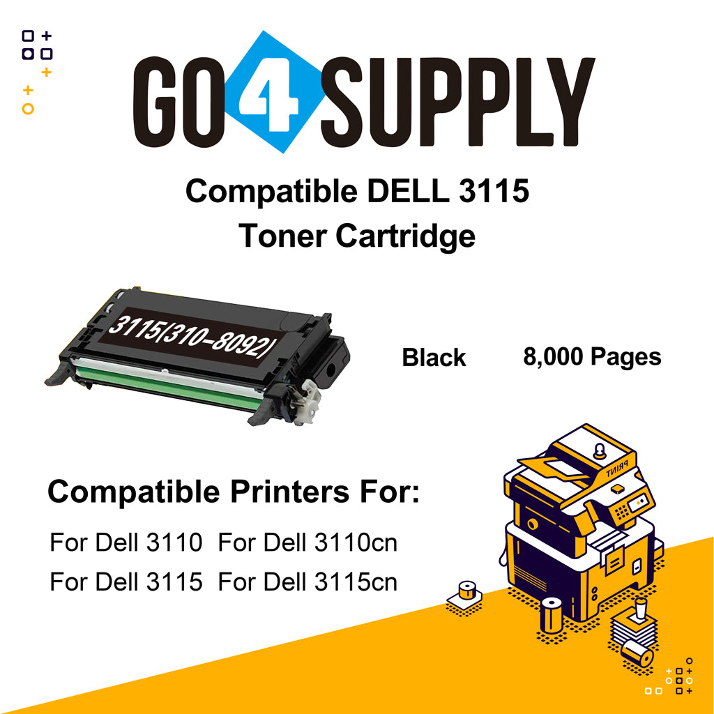 Compatible Black Dell 3115 Toner Cartridge Replacement for 310-8092 Used for Dell 3110cn, 3115cn, 3110, 3115 Print