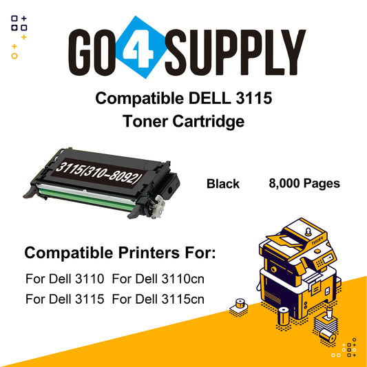 Compatible Black Dell 3115 Toner Cartridge Replacement for 310-8092 Used for Dell 3110cn, 3115cn, 3110, 3115 Print