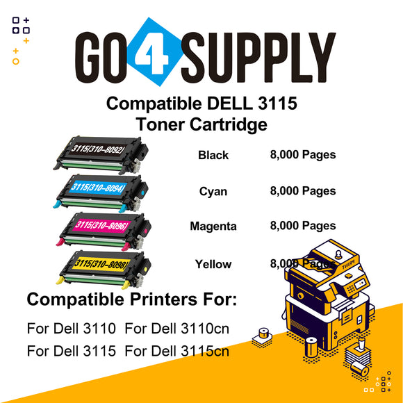 Compatible Dell 3115 Toner Cartridge Replacement for 310-8092, 310-8094, 310-8096, 310-8098 Used for Dell 3110cn, 3115cn, 3110, 3115 Print