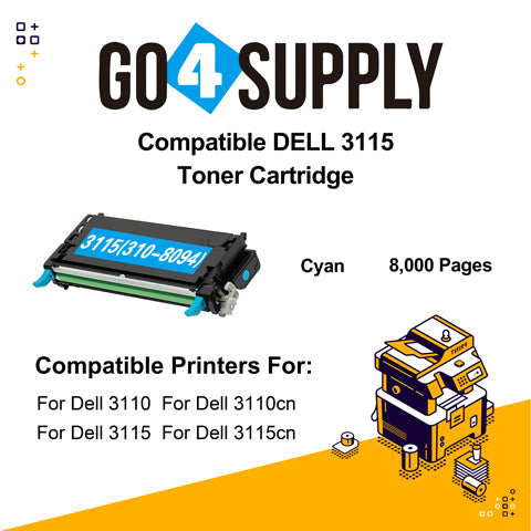 Compatible Cyan Dell 3115 Toner Cartridge Replacement for 310-8094 Used for Dell 3110cn, 3115cn, 3110, 3115 Print