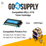 Compatible Cyan Dell 3115 Toner Cartridge Replacement for 310-8094 Used for Dell 3110cn, 3115cn, 3110, 3115 Print