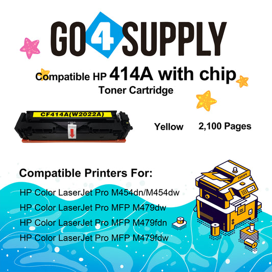 Compatible HP Yellow W2022A CF414A (WITH CHIP) Toner Cartridge Used for Color LaserJet Pro M454dn/M454dw; MFP M479dw/M479fdn/M479fdw/M454nw; Enterprise M455dn/ MFP M480f/ MFP M480f; Color LaserJet Managed E45028