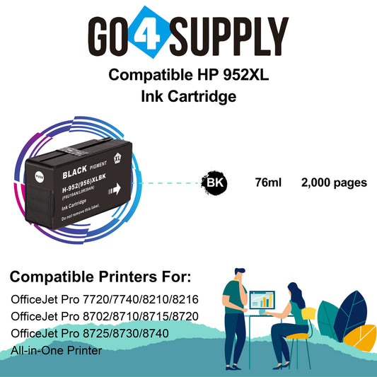 Compatible Black HP 952xl Ink Cartridge Used for HP OfficeJet Pro 7720/7740/8210/8216/8702/8710/8715/8720/8725/8730/8740 All-in-One Printer