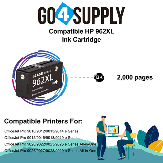 Compatible BLACK HP 962XL Ink Cartridge Used for OfficeJet Pro 9010/9012/9013/9014/9015/9016/9018/9019/9020/9022/9023/9025/9026/9027/9028/9029