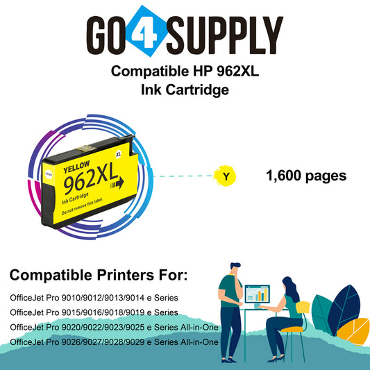 Compatible YELLOW HP 962XL Ink Cartridge Used for OfficeJet Pro 9010/9012/9013/9014/9015/9016/9018/9019/9020/9022/9023/9025/9026/9027/9028/9029