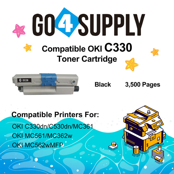 Compatible Oki Type C17 C330 Toner Cartridge to use for C330DN C530DN MC361 MC362W MC561 MC562W MFP MC352DN Printers (Black)