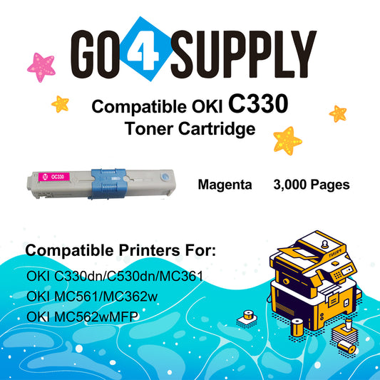 Compatible Oki Type C17 C330 (Magenta) Toner Cartridge to use for C330DN C530DN MC361 MC362W MC561 MC562W MFP MC352DN Printers
