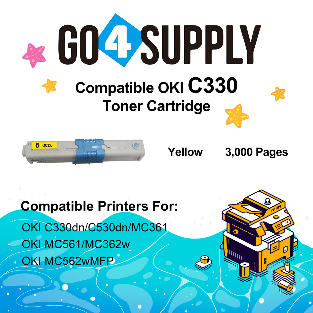 Compatible Oki Type C17 Yellow C330 Toner Cartridge to use for C330DN C530DN MC361 MC362W MC561 MC562W MFP MC352DN Printers