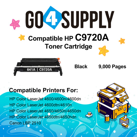 Compatible HP 641A C9720A Toner Cartridge to use with HP Color LaserJet 4600 4600DN 4600N 4650 4650DN 4650N 4610 Printers (Black)