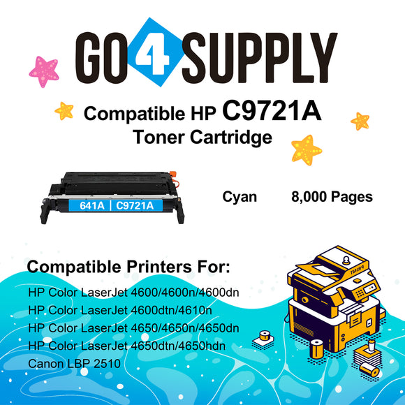 Compatible HP 641A C9721A (Cyan) Toner Cartridge to use with HP Color LaserJet 4600 4600DN 4600N 4650 4650DN 4650N 4610 Printers