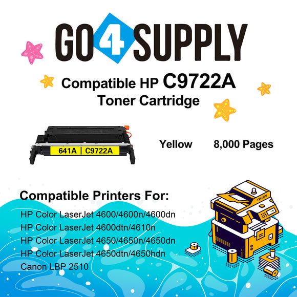 Compatible HP 122A C9722A Yellow Toner Cartridge to use for HP Color LaserJet 4650DN 4650N 4610 4600 4600DN 4600N 4650 Printers