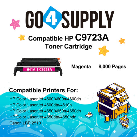 Compatible HP 641A C9723A Magenta Toner Cartridge to use with HP Color LaserJet 4650DN 4650N 4610 4600 4600DN 4600N 4650 Printers