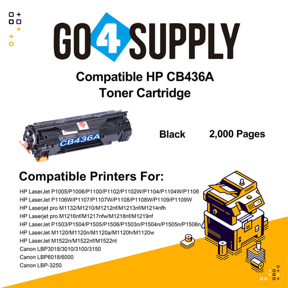 Compatible HP 36A 436A CB436A Toner Cartridge Replacement for HP LaserJet P1503/P1504/P1505/P1506/P1503n/P1504n/P1505n/P1506n Printers