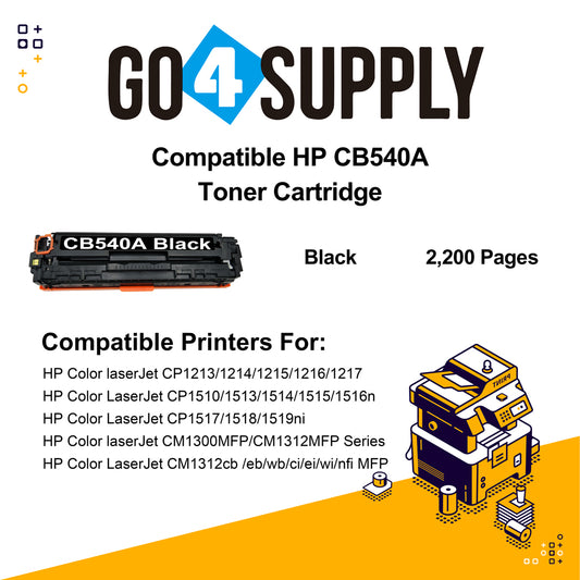Compatible HP Black CB540A Toner Cartridge Used for HP Color laserJet  CP1213/ 1214/ 1215/ 1216/ 1217; CP1510/ 1513/ 1514/ 1515/ 1516n;  CP1517/ 1518/ 1519ni;  CP1210/1520/1525 Printer