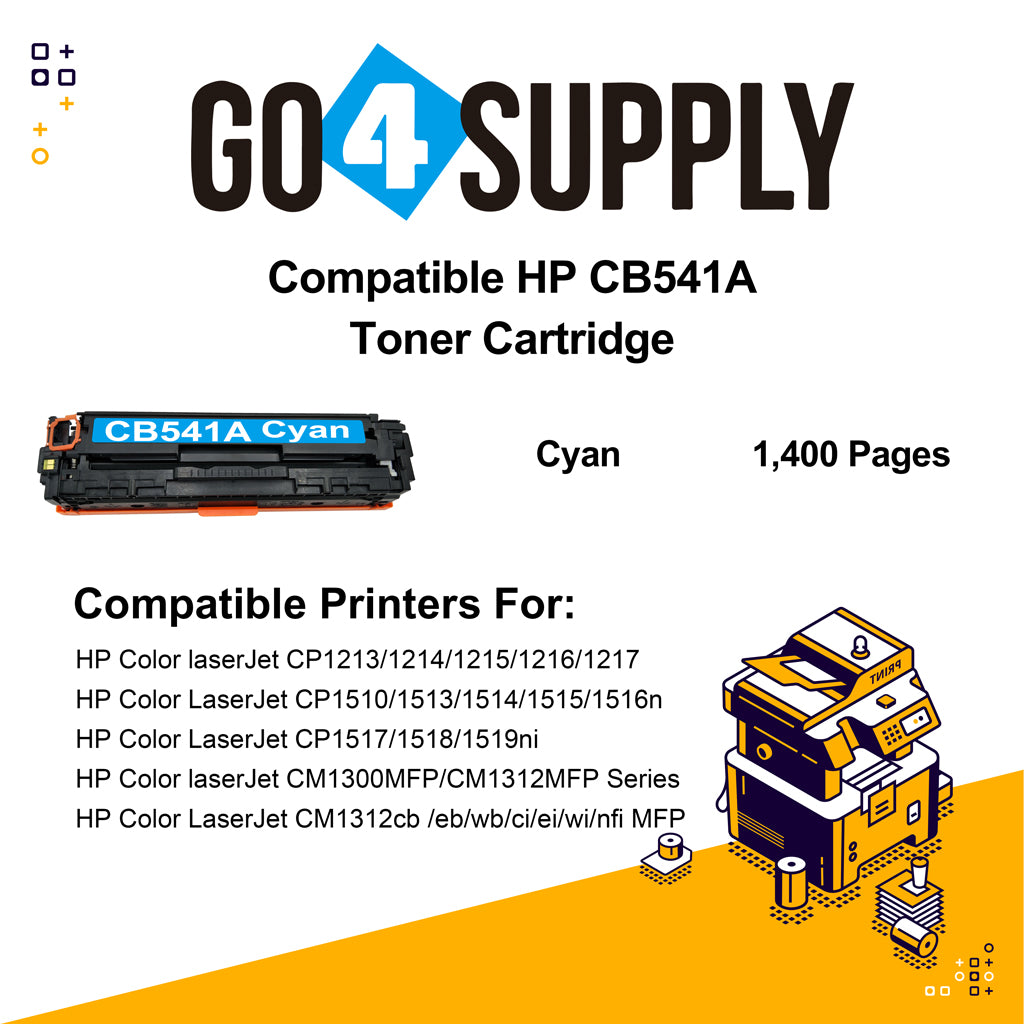Compatible HP Cyan CB541A Toner Cartridge Used for HP Color laserJet  CP1213/ 1214/ 1215/ 1216/ 1217; CP1510/ 1513/ 1514/ 1515/ 1516n;  CP1517/ 1518/ 1519ni;  CP1210/1520/1525 Printer