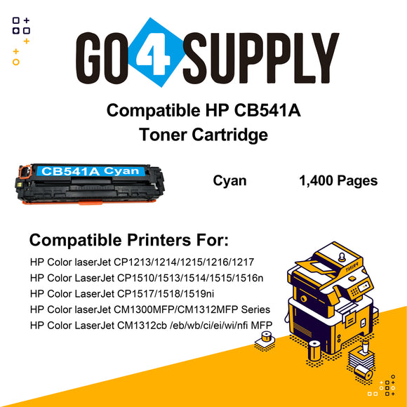 Compatible HP Cyan CB541A Toner Cartridge Used for HP Color laserJet  CP1213/ 1214/ 1215/ 1216/ 1217; CP1510/ 1513/ 1514/ 1515/ 1516n;  CP1517/ 1518/ 1519ni;  CP1210/1520/1525 Printer