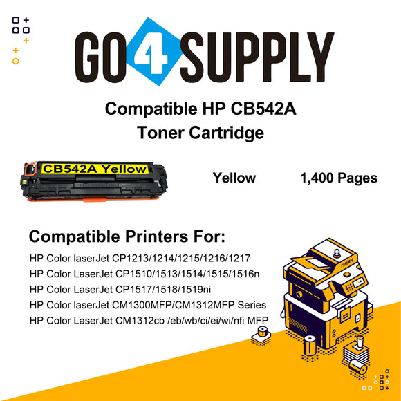 Compatible HP Yellow CB542A Toner Cartridge Used for HP Color laserJet  CP1213/ 1214/ 1215/ 1216/ 1217; CP1510/ 1513/ 1514/ 1515/ 1516n;  CP1517/ 1518/ 1519ni;  CP1210/1520/1525 Printer