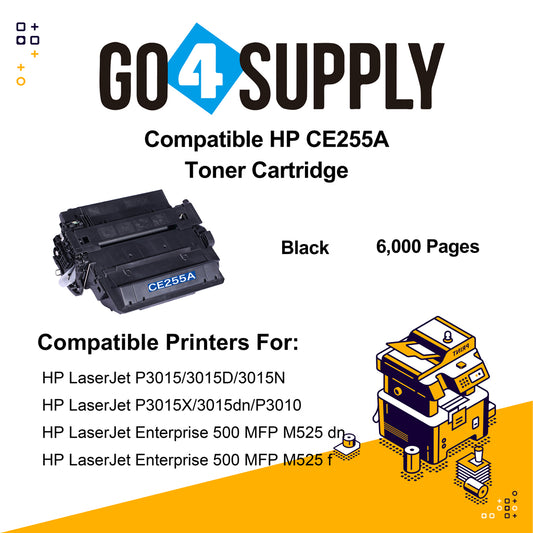 Compatible HP 55A 255A CE255A Toner Cartridge Used for HP Laserjet Enterprise P3015/P3015d/P3015dn/P3015x Printer