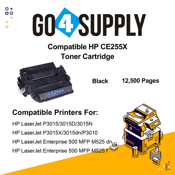 Compatible HP 55X 255X CE255X Toner Cartridge Used for HP Laserjet Enterprise P3015/P3015d/P3015dn/P3015x Printer