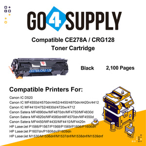 Compatible HP 78A 278A CE278A Toner Cartridge Universal with Canon Cartridge 128 CRG-128 Replacement for Canon IC D520/MF4550d/4570dn/4452/4450/4870dn/4420n/4412/4410/4752/4830d/4720w/4712