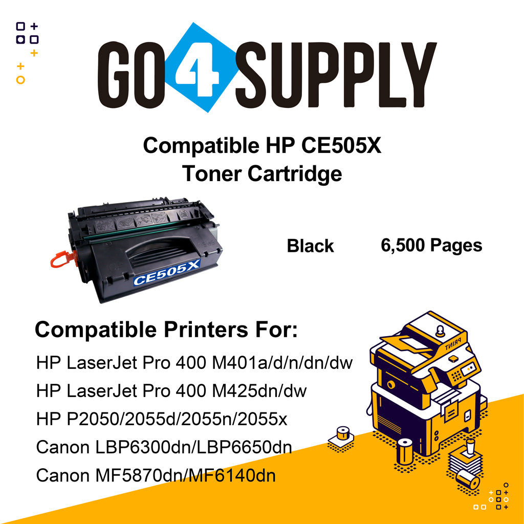 Compatible HP 05X 505X CE505X Toner Cartridge Replacement for HP P2050/2055d/2055n/2055x