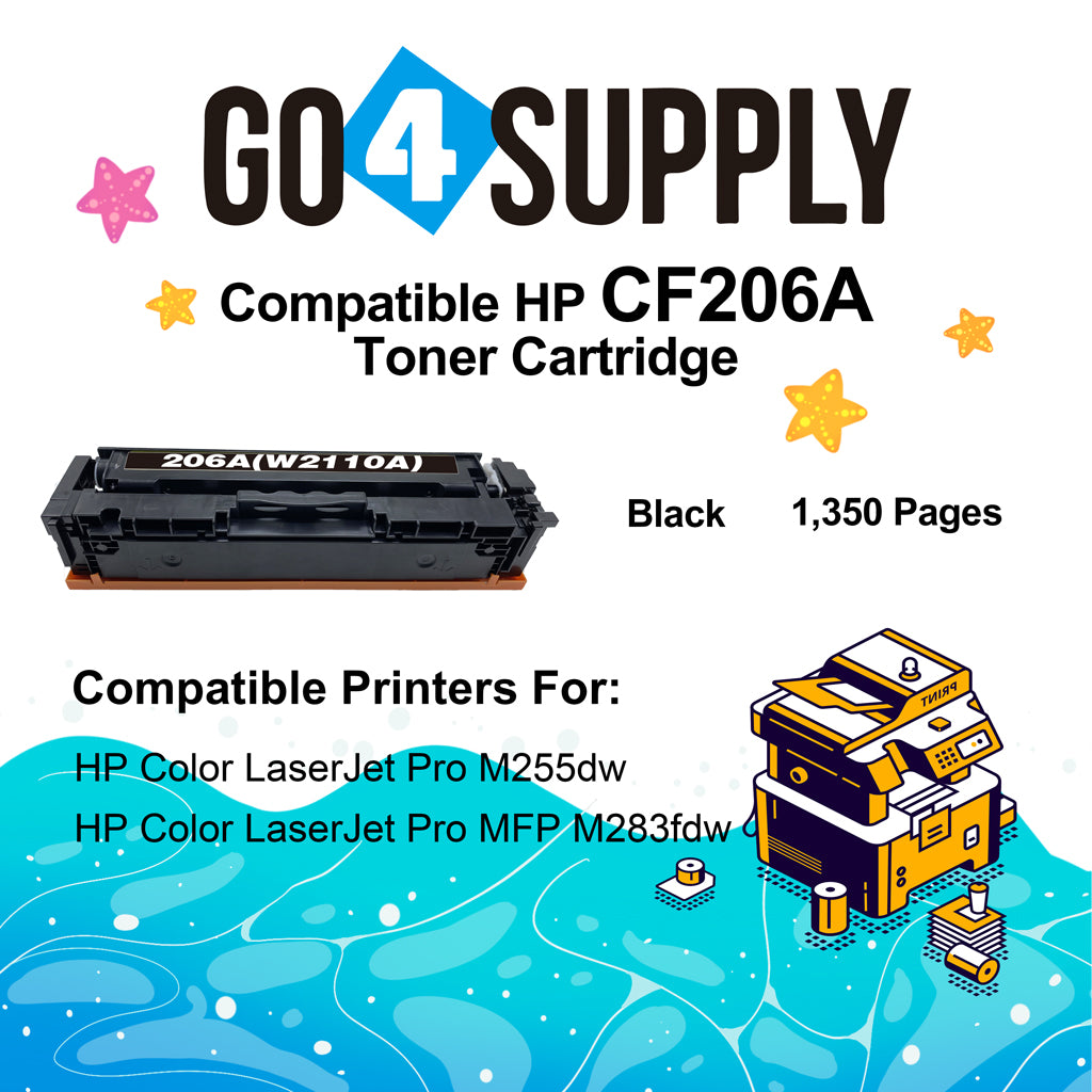 Compatible HP Black (NO CHIP) CF206A W2110A 206A Toner Cartridge Replacement for HP Color LaserJet Pro MFP M283fdw/M283fdn; M255dw/M255nw