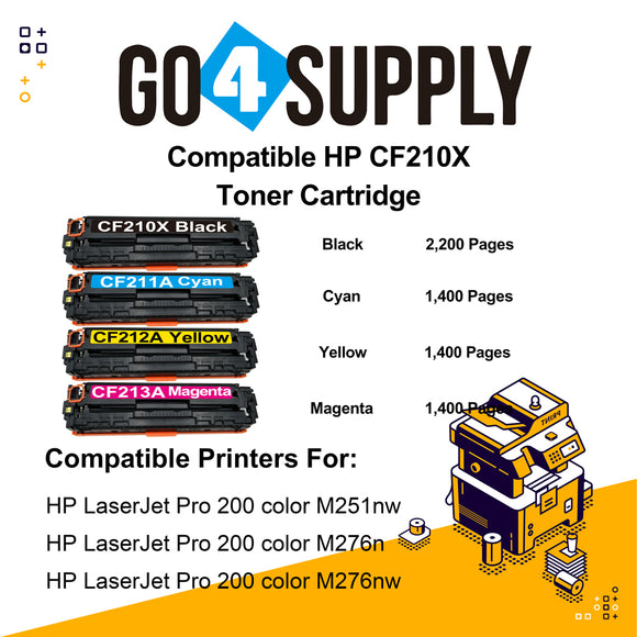 Compatible Set for HP CF210X Toner Cartridge Used for HP LaserJet Pro 200 color M251n/ 251nw/ 251MFP/ M276n/nw Printer
