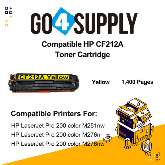 Compatible HP Yellow CF212A Toner Cartridge Used for HP LaserJet Pro 200 color M251n/ 251nw/ 251MFP/ M276n/nw Printer