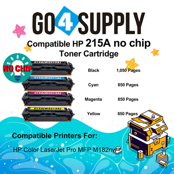 Compatible HP CF215A Set Combo (BCMY, NO CHIP) W2310A, W2311A, W2312A, W2313A Toner Cartridge Used for HP Color LaserJet Pro MFP M183fw/182n/M182nw; Pro M155a/155nw