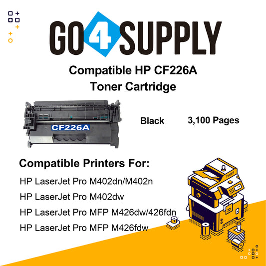 Compatible HP 226A CF226A 26A Toner Cartridge Used for HP LaserJet Pro MFP M426dw/M426fdn/M426fdw; M402dn/M402n/M402dw/M402d Printer
