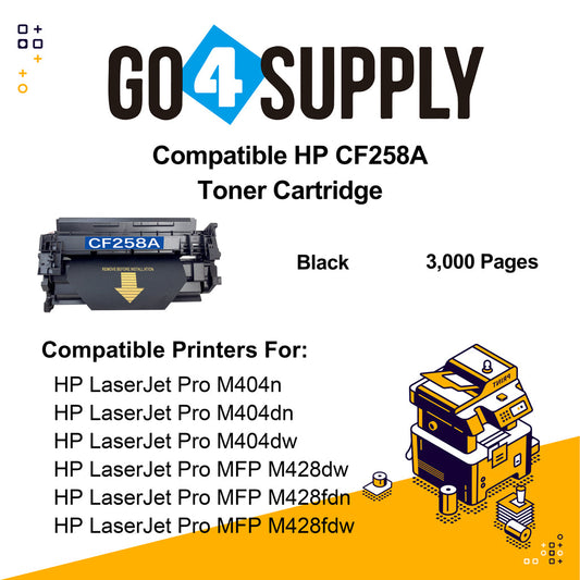 Compatible (WITH CHIP) HP 258A CF258A 58A Toner Cartridge Used for HP LaserJet Pro M404n/M404dn/M404dw; MFP M428dw/M428fdn/M428fdw Printer