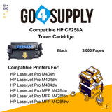 Compatible (NO CHIP) HP 258A CF258A 58A Toner Cartridge Used for HP LaserJet Pro M404n/M404dn/M404dw; MFP M428dw/M428fdn/M428fdw Printer